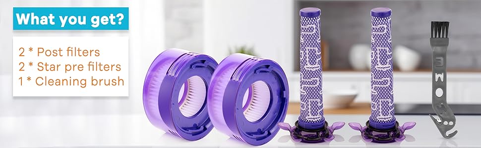 Замінний фільтр для пилососа Dyson V7 V8 (2+2) - комплект для Dyson V7, V8, Tier Extra, SV25, SV37 (965661-05, 967478-05)