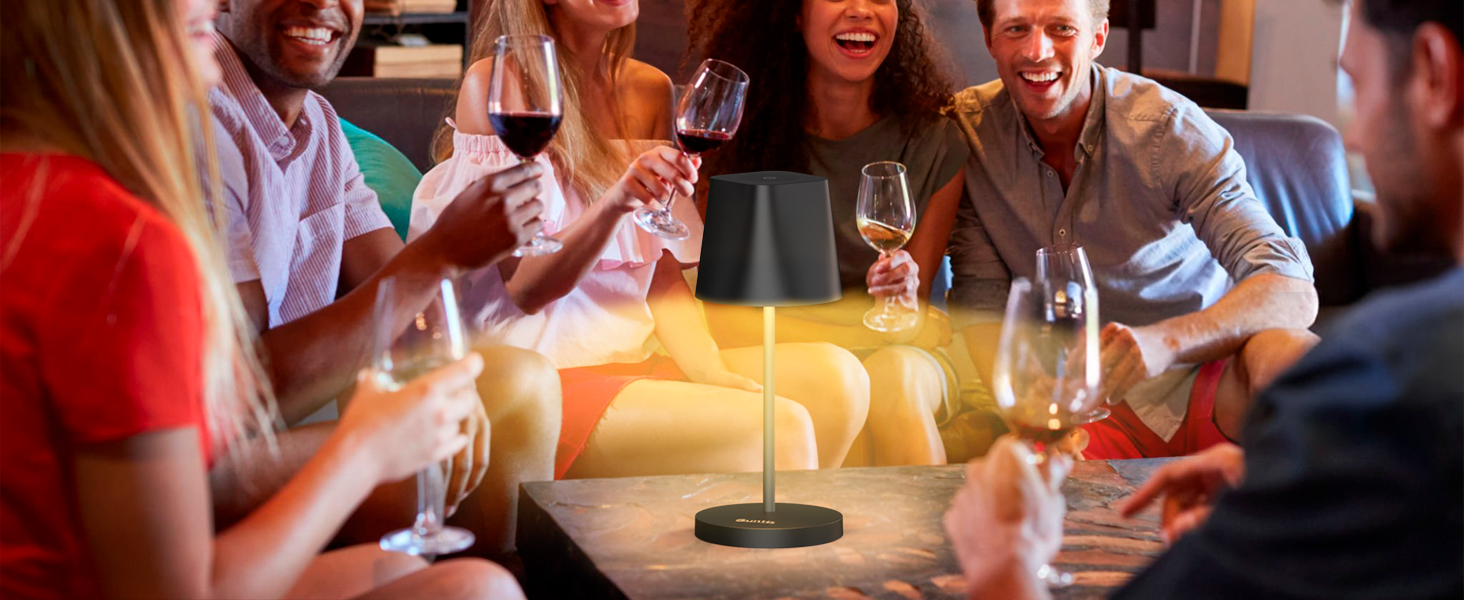 LED-лампа Quntis настільна бездротова, торкання, регулювання яскравості, акумулятор, USB зарядка, 3000K-5000K, 3 колірні температури, IP44, вологостійка, для дому та вулиці, чорна - 2 шт.