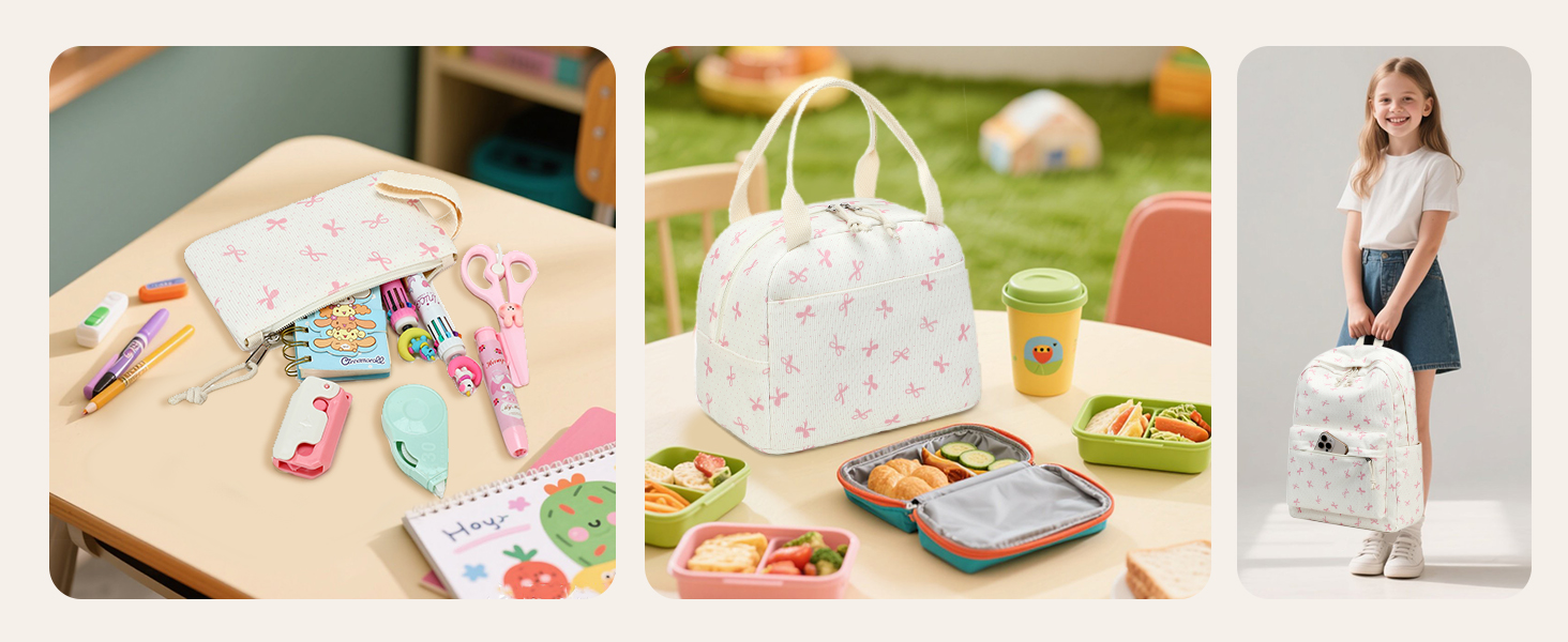 Шкільний рюкзак LEDAOU для хлопчиків та дівчаток-підлітків, білий з ромашками, чорний, рюкзак з рожевими метеликами