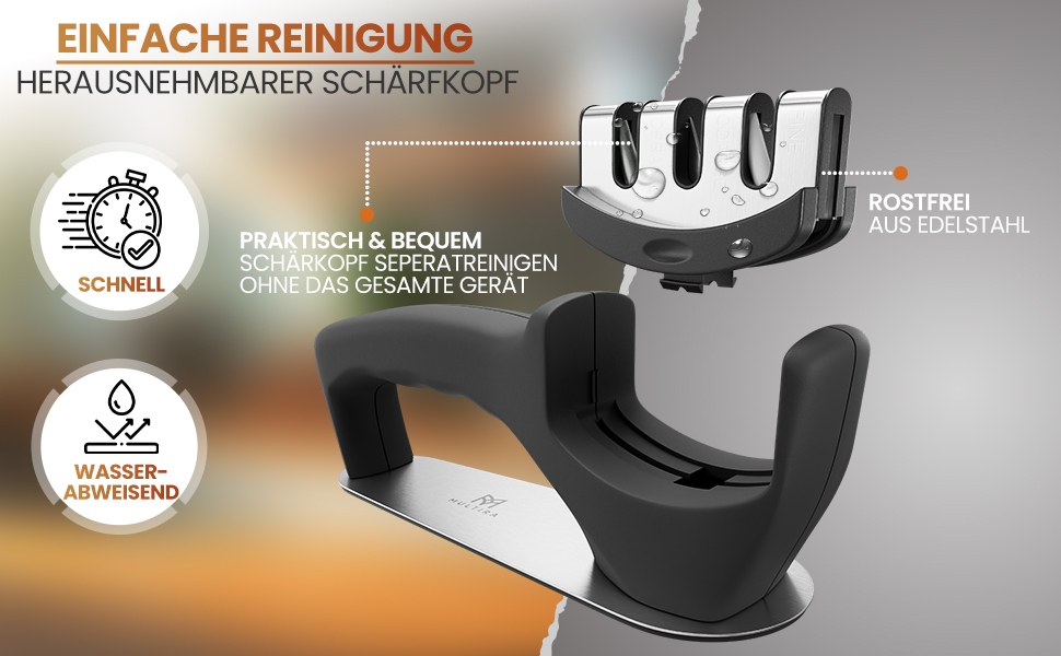 Точилка для ножів 3-ступенева, для сталевих та керамічних лез, з нековзною підкладкою, знімний точильний елемент, для дому та професійного використання, ергономічна ручка