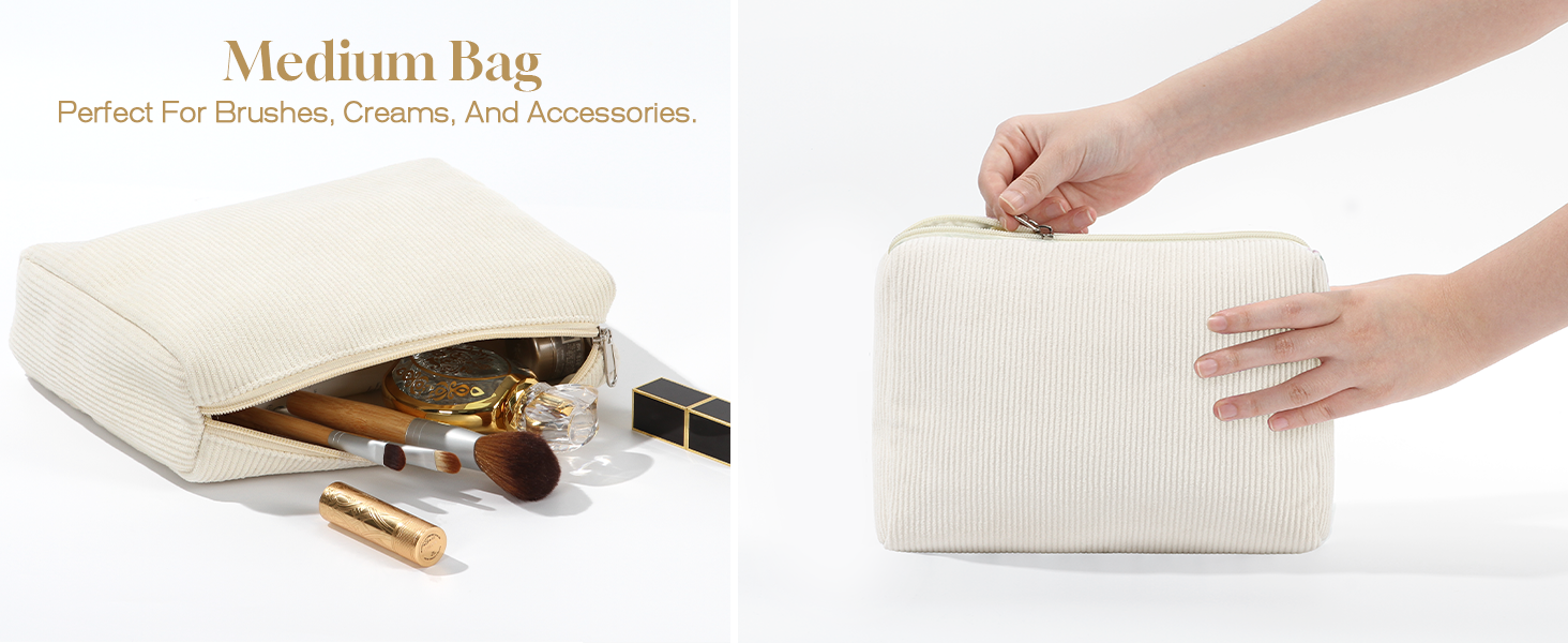 Набір косметичок 3 шт. з квітковим візерунком, жіноча косметичка для подорожей та повсякденного використання | Косметичка для макіяжу для жінок та дівчат (Бежевий)