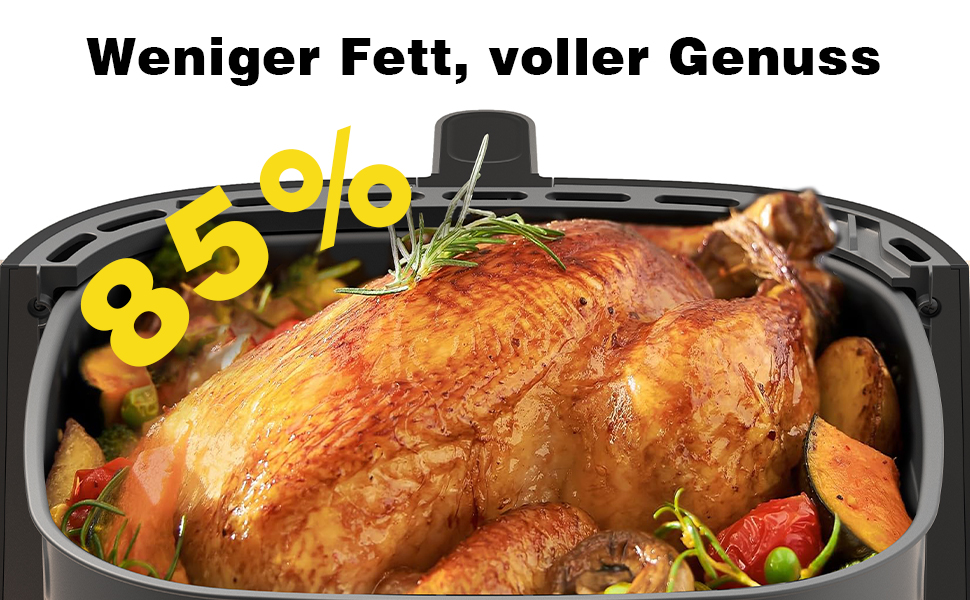 Аерофритюрниця XXL 9л Heißluftfritteuse 2350W з 9 програмами, LED дисплеєм, підтриманням тепла, металевим внутрішнім простором для сімейних страв
