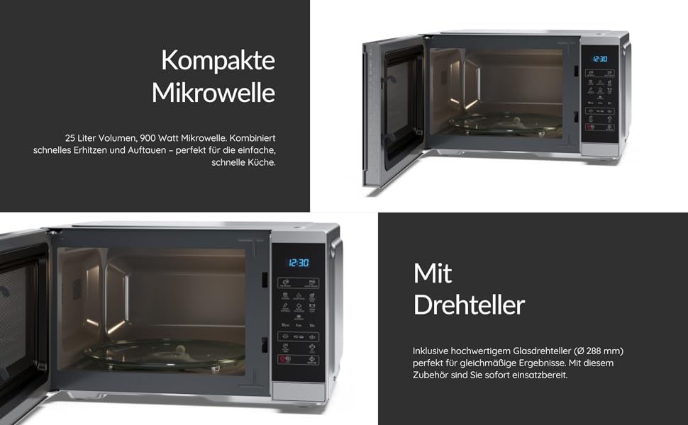 Мікрохвильова піч SHARP YC-MS252AE-B: 25 літрів, 900W, цифровий дисплей, срібна