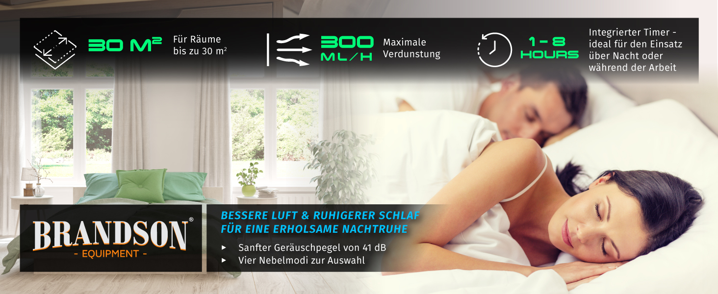 Зволожувач повітря Brandson 4 л з пульт дистанційного керування, ультразвуковий, LED-дисплей, 3 режими, аромадифузор, функція дезінфекції, нічний режим, для спальні та дитячої кімнати