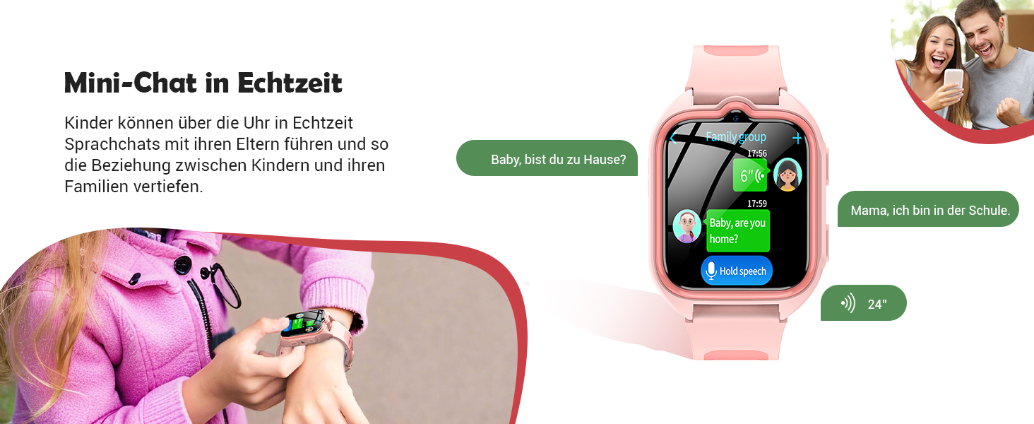 Дитячий смарт-годинник Blackview Kinder 4G: GPS, SIM-карта, відеодзвінки, SOS, дзвінки, чат, SMS, шкільний режим, лічильник кроків – Персиково-рожевий