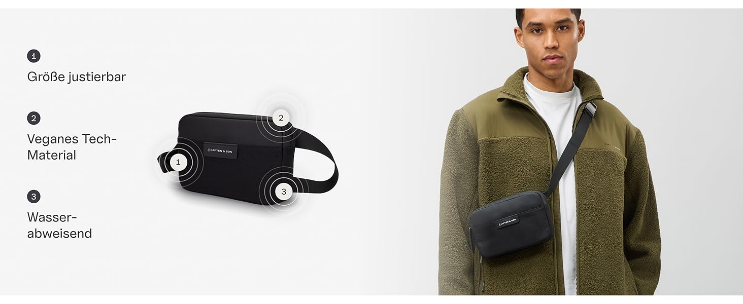 Kapten & Son Bauchtasche Bergen: Сумка через плече (бананка) - М'ятний, 0.8 л | Для жінок та чоловіків | Ідеально для подорожей, міста та повсякденного використання