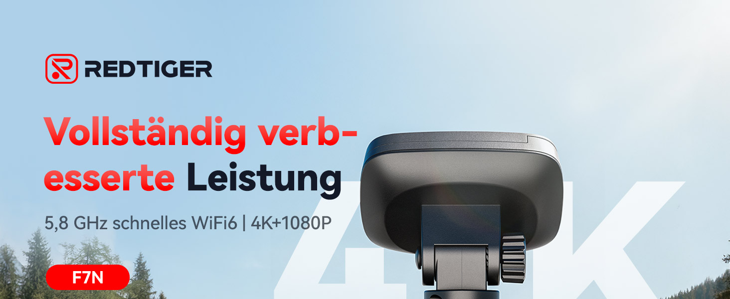 Автомобільний відеореєстратор REDTIGER F7N 4K з WiFi та GPS, передня камера 4K/2.5K, задня 1080P, кут 170°, моніторинг паркування, карта пам'яті 64ГБ у комплекті