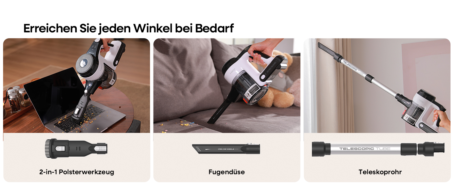 Бездротовий пилосос AlloyMove A01: потужний, з великим контейнером 1.5л та фільтрацією 99.9%, для волосся, килимів та твердих поверхонь (срібний)