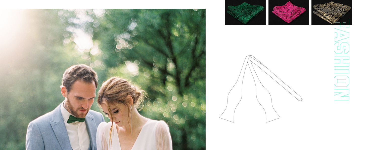 Чоловіча краватка-метелик Alizeal Retro Paisley з хустинкою, чорний+золотий, універсальний розмір