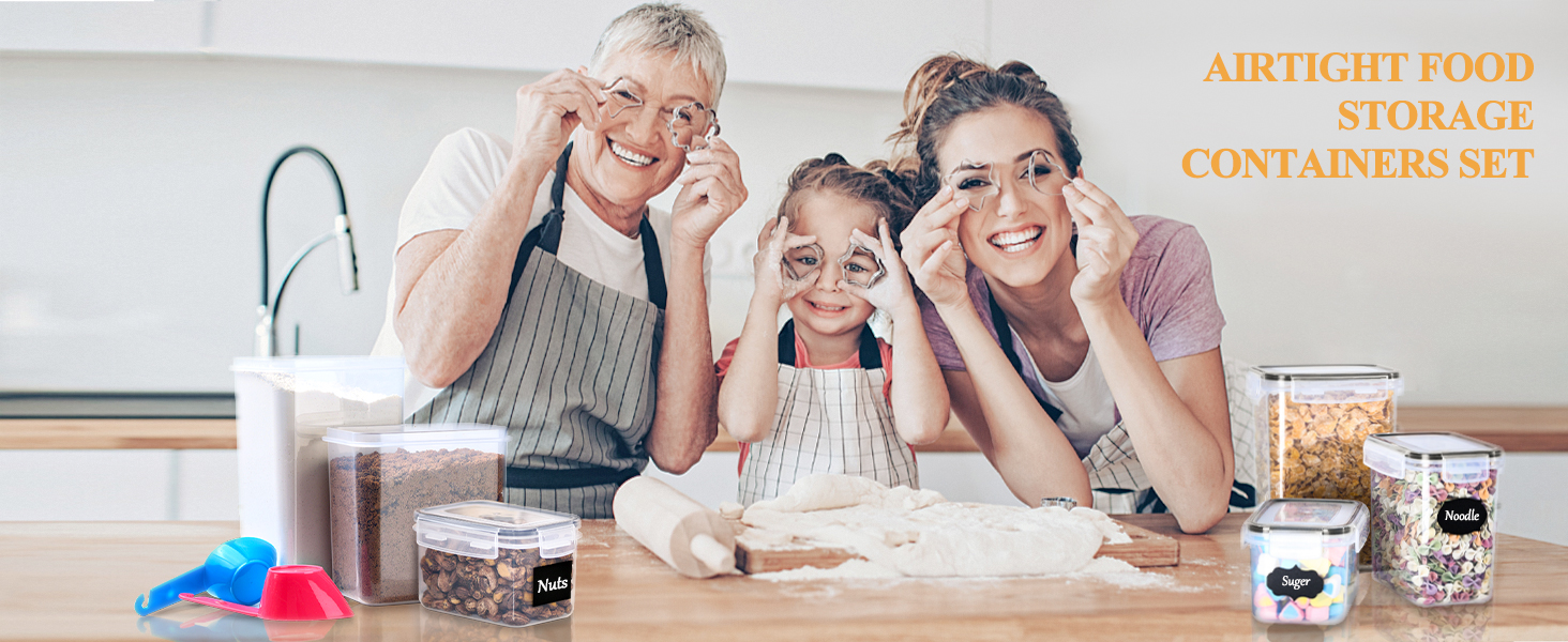Набір контейнерів для зберігання продуктів з кришкою, 16 шт. BPA Free, герметичні, для кухні, організує крупи, цукор, каву, з етикетками