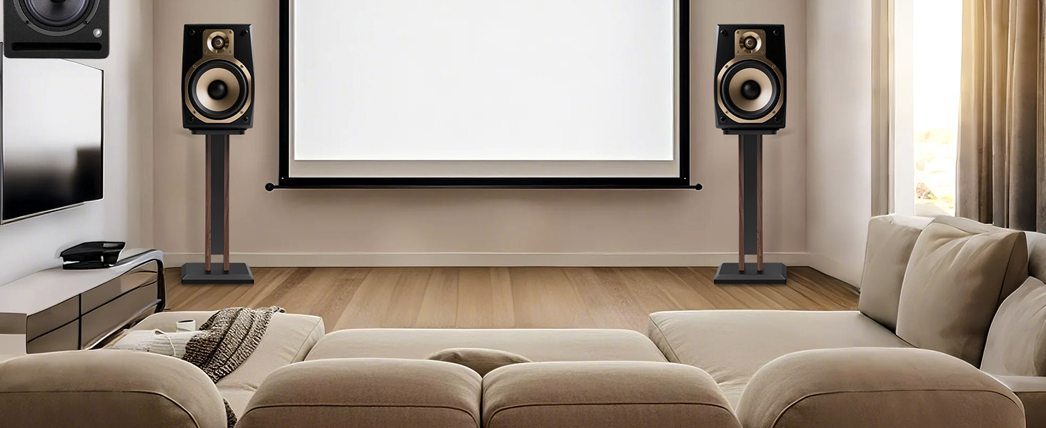 Підставка для акустики 65-85 см, регульована по висоті, дерев'яні підставки для сателітної акустики 4-10 дюймів, 20 кг, набір 2 шт (колір: коричневий)