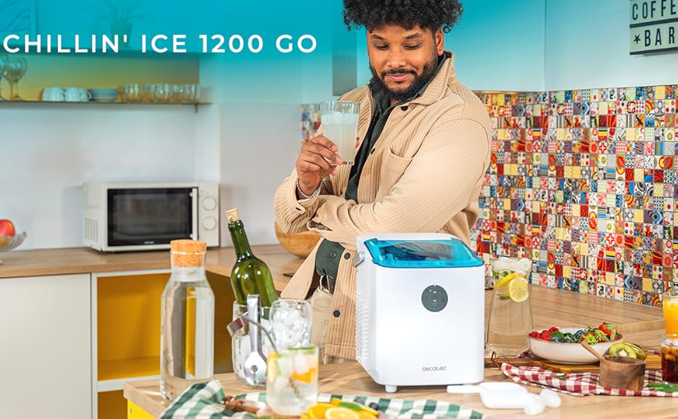 Машина для приготування льоду Cecotec Chillin' Ice 1200 Go, 12 кг/день, 120 Вт, 2 розміри кубиків, швидке заморожування 6-8 хв