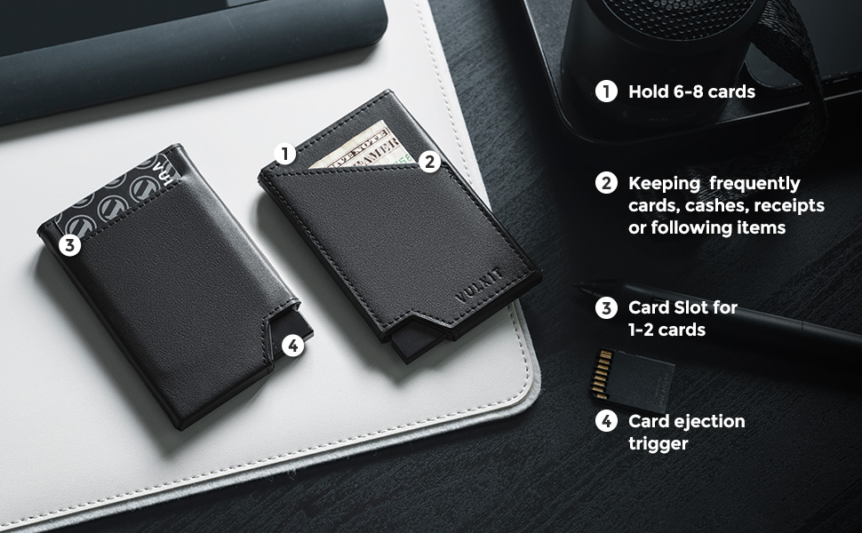 RFID-захисна картхолдер VULKIT з відділенням для грошей, шкіряне еспресо