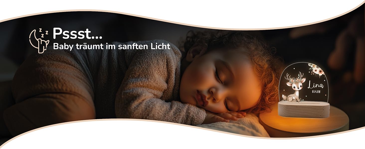 Night light for children with custom names, personalized dimmable night lamp - With a cute animal motif as personalized gifts for children for baptisms, birthdays, Easter & baby gifts