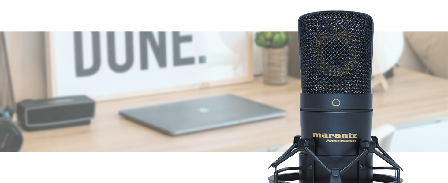 Мarantz Professional MPM-1000U: USB конденсаторний мікрофон з великою мембраною та нирковим характером для подкастів, студії та геймінгу. Комплектується кабелем USB та кріпленням для мікрофона.