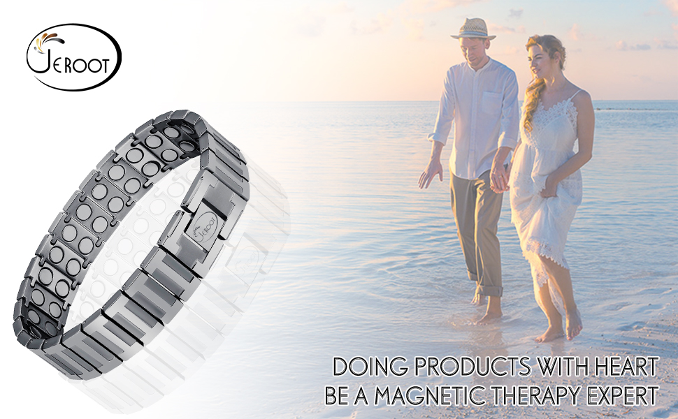 Браслет на магнітній застібці JEROOT для чоловіків з чистого титану, чорний