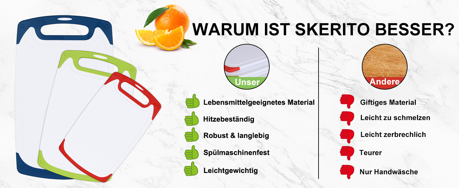 Набір дерев'яних обробних дощок для кухні з неслизькими ніжками та сафтовою канавкою, BPA-free, придатні для миття в посудомийній машині (синій+зелений+червоний)