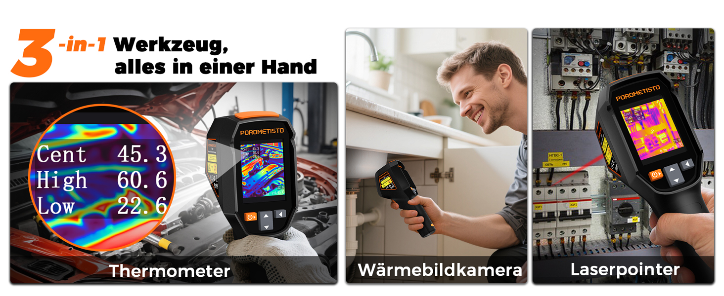 Професійна тепловізійна камера Handheld, 240 x 240, -20°C - 550°C, 15 колірних палітр, з лазерним покажчиком, для HVAC та інспекції будівель