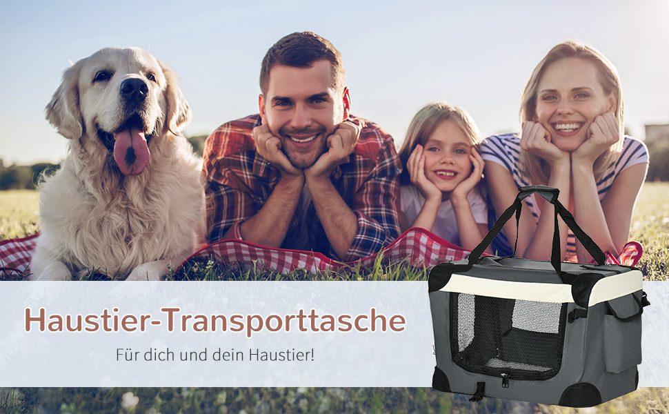 PawHut Складана переноска для собак, 50.5 x 33.5 x 35 см, сіра, 50.5 л