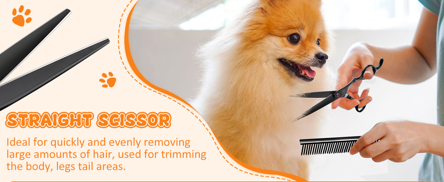 Набір професійних ножиць для грумінгу собак Moontay 7 дюймів: вигнуті, прямі, розріджуючі ножиці