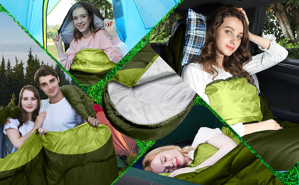 Сплячий мішок 3-4 сезони, водонепроникний, ультралегкий, для дорослих та дітей, 220*75см (Зелений)