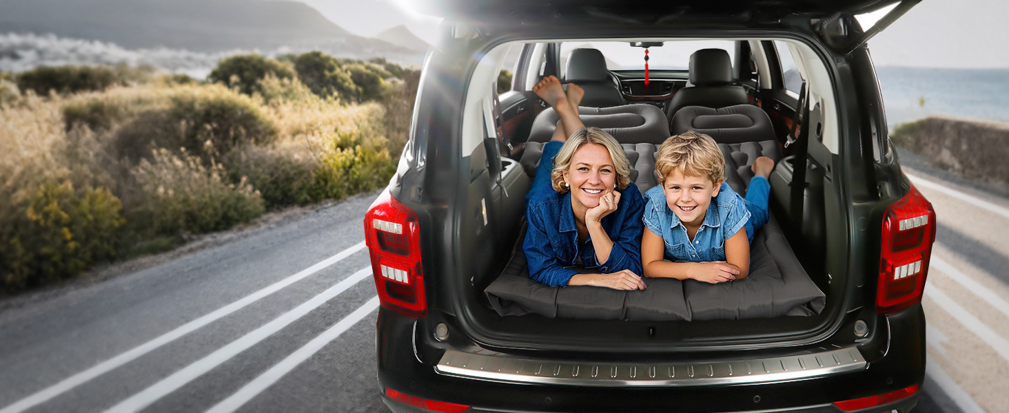 Надувна автомобільна матрац FORMIZON SUV 180x140 см з насосом та 2 подушками для подорожей та кемпінгу, чорний