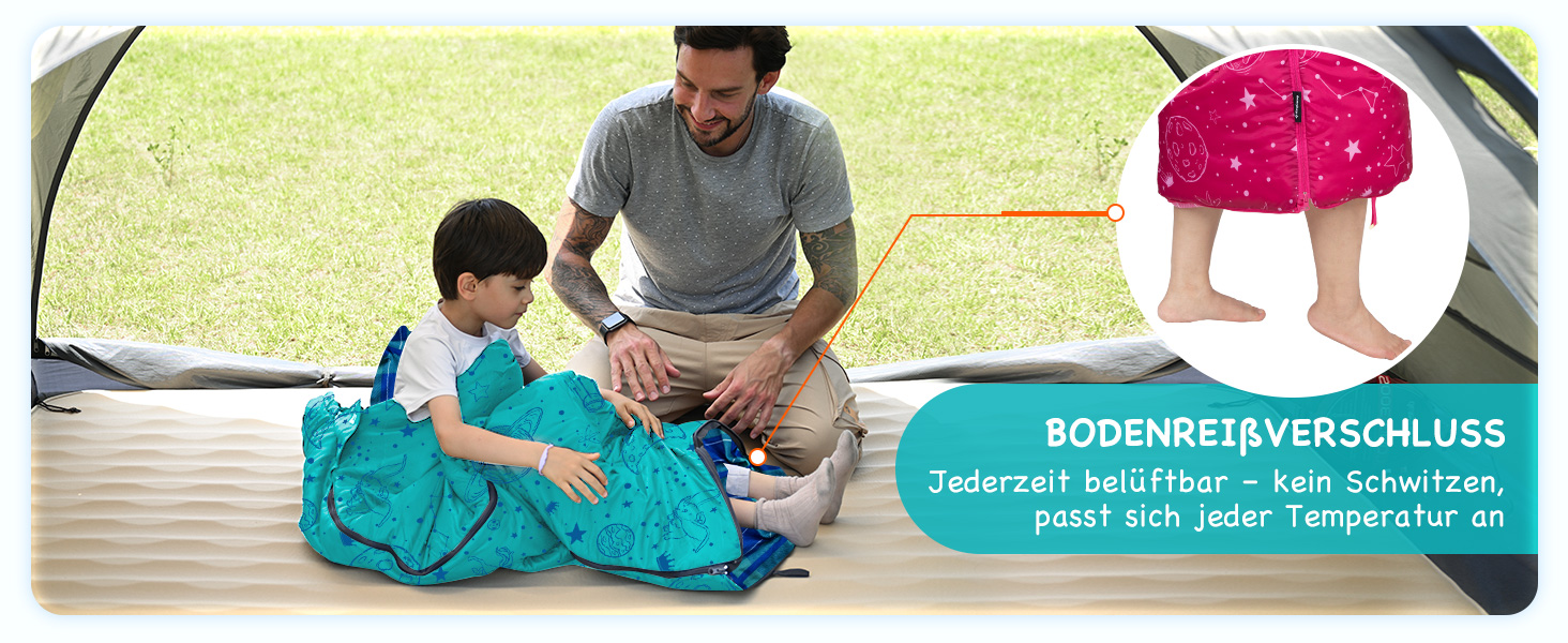 KingCamp Kids Sleeping Bag - Winter Warmth, 3-4 Season Comfort for Camping & Trekking - 170x70cm, 7°C Rating, Adjustable Length