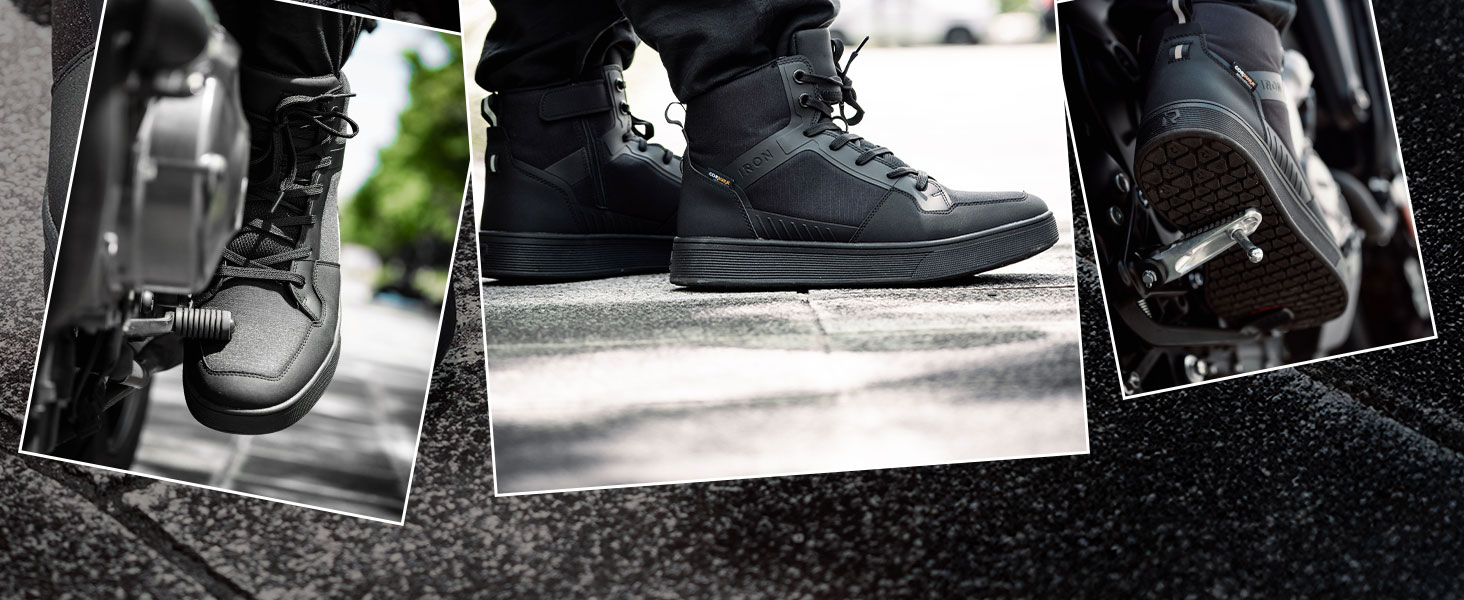 Мотоциклетні черевики RIDEIRON для чоловіків: водонепроникні, з антиковзаючою підошвою, дихаючі, стильні та зручні. Розмір 44 EU, чорний колір. Підходять для всіх сезонів.