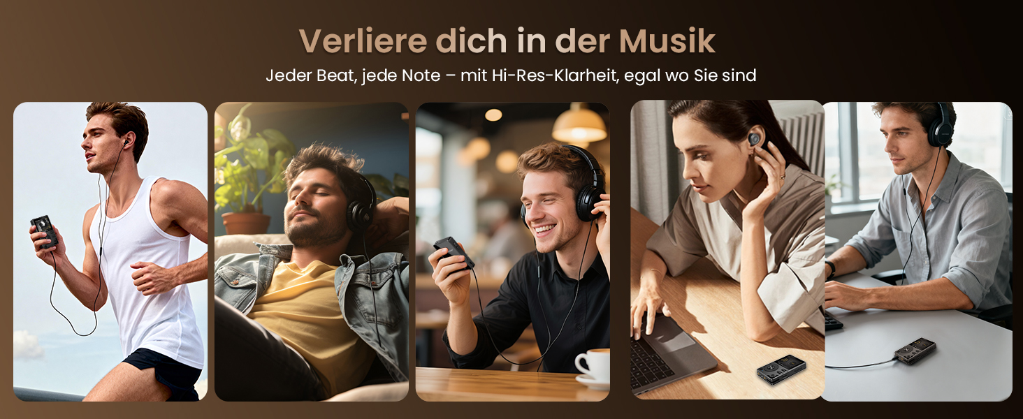 MP3-плеєр HiFi Walker H2 128GB Bluetooth 5.2 Hi-Res FLAC DAC, чорний. Підтримка SD до 512GB