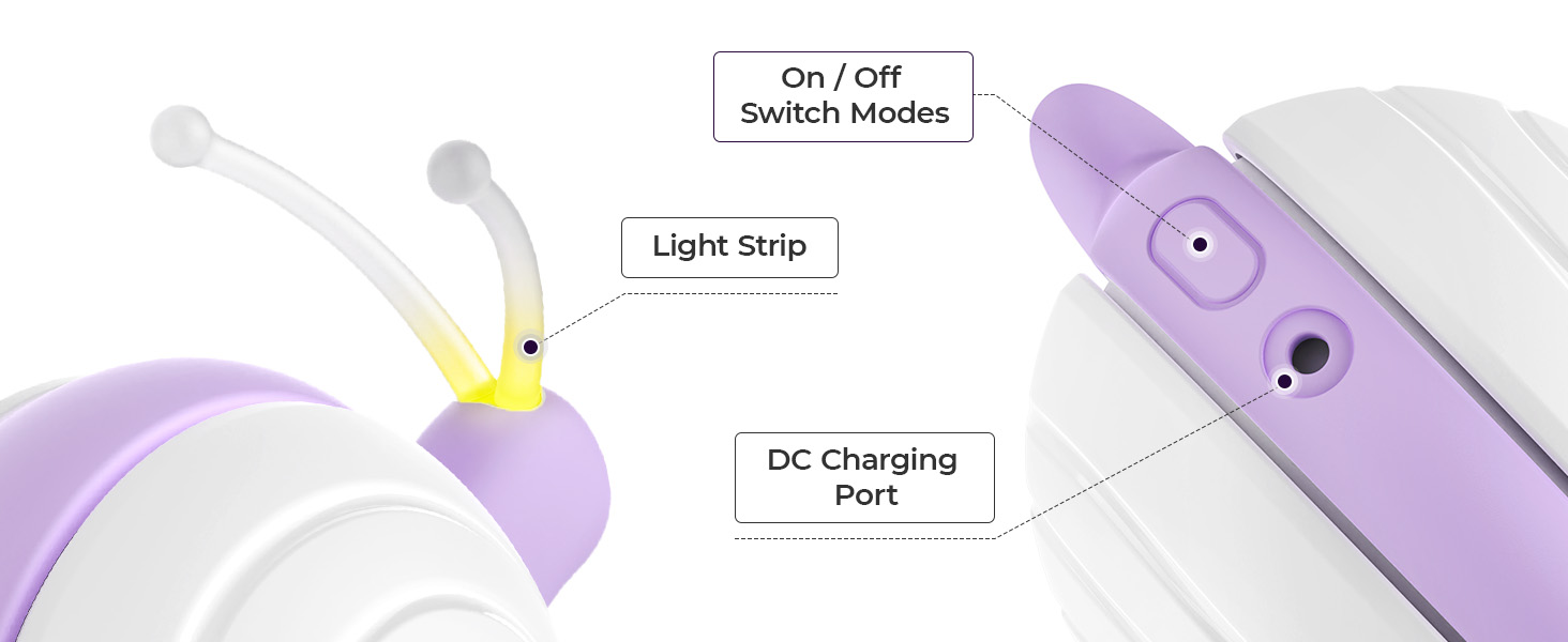 Інтерактивна іграшка для котів з LED-підсвіткою Wicked Snail, електрична, рухома, перезаряджається через DC, подарунок для кошенят, фіолетова