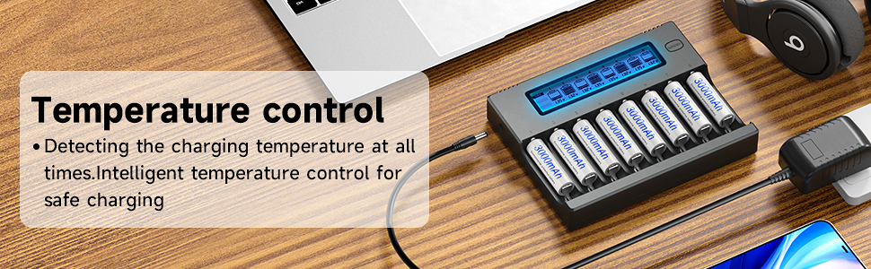 Інтелектуальна зарядка для акумуляторів 18650 з LCD-дисплеєм - 8 слотів, універсальна, з функцією розряду, для 18650, 26650, 16340, 21700, 14500, 17500, CR123A, AA/AAA