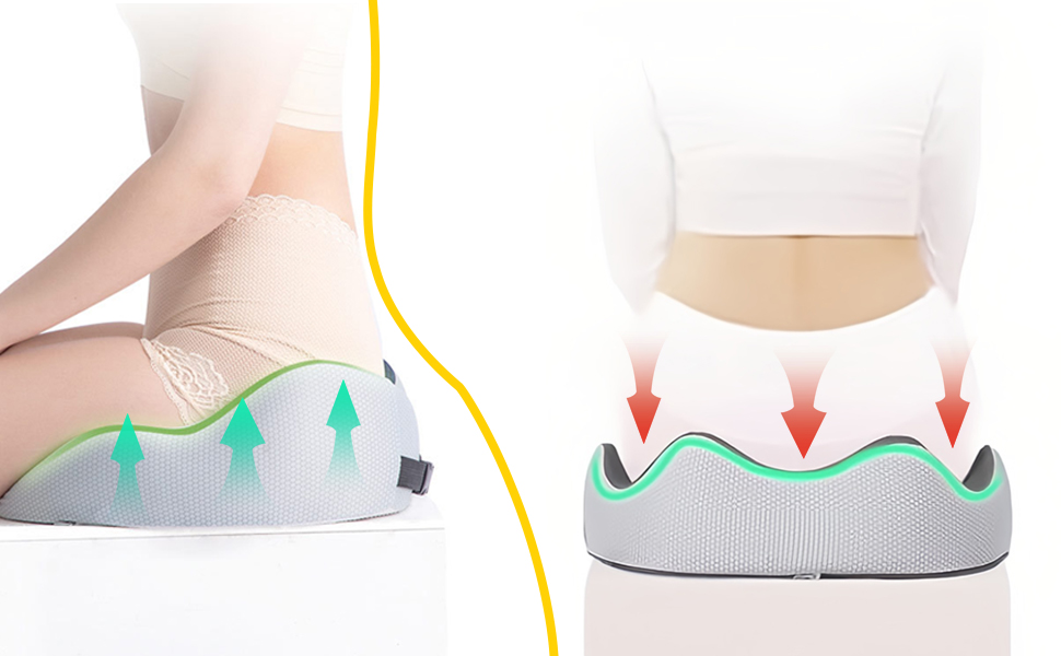 Подушка для сидіння з піною з пам'яті, ергономічна ортопедична подушка для офісного крісла, подушка для сидіння з піною з пам'яті, подушка для куприка з регульованою шириною для офісу/автомобіля, знімає біль в сідниці (темно-сірий)