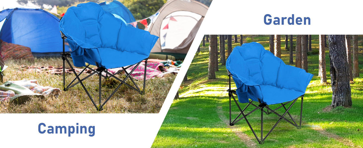 Крісло для кемпінгу High Point Sports Moon XXL - розкладне, для відпочинку, до 150 кг, блакитне