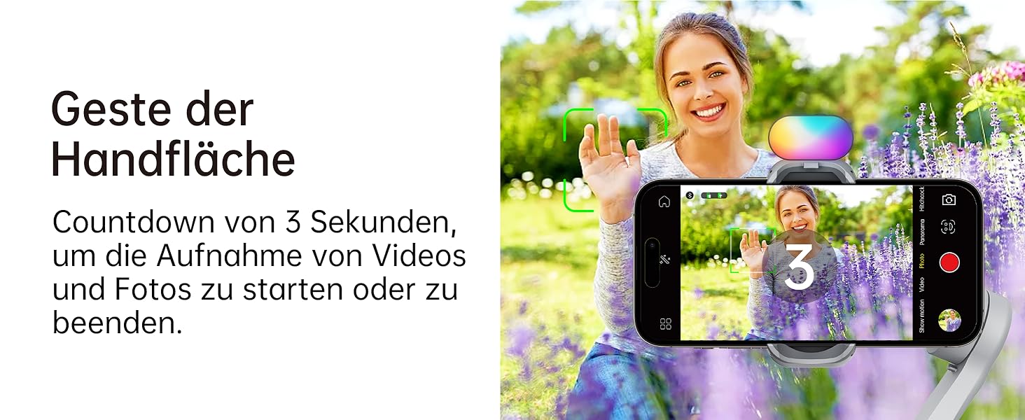 Стабілізатор для смартфона AOCHUAN 3-осьовий з RGB-підсвічуванням, для iPhone/Android, з функцією трекінгу обличчя, комплект Smart X Pro (Сірий)