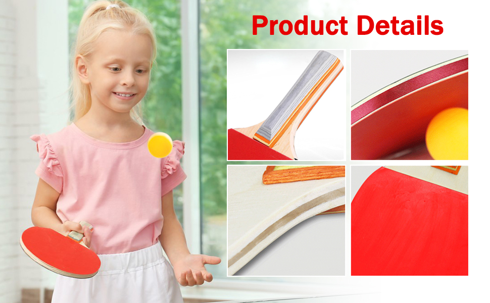 Набір для пінг-понгу JurciCat: 2 ракетки, 3 м'ячі, сумка. Підходить для гри в приміщенні та на вулиці.