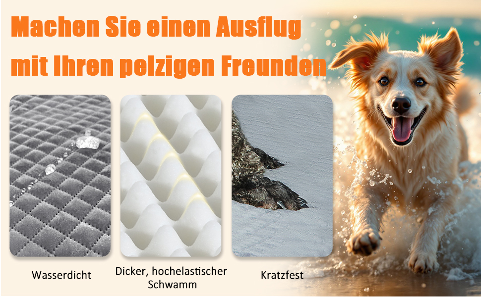 Підвищення для собак PALAMIL: для великих/середніх або 2 маленьких собак, водонепроникний автокрісло для собак з товстим матрацом та кишенями для зберігання (Чорний). Підвищення для великих собак.