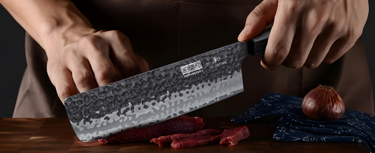 Японський ніж Nakiri для овочів, кухонний ніж з високовуглецевої сталі, професійний овочеріз із 18 см лезом та ергономічною ручкою