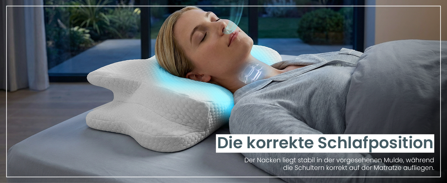 Анатомічна подушка Gentle North з ефектом пам'яті (Memory Foam) для будь-якої пози сну, білий бамбук, зі знімним чохлом