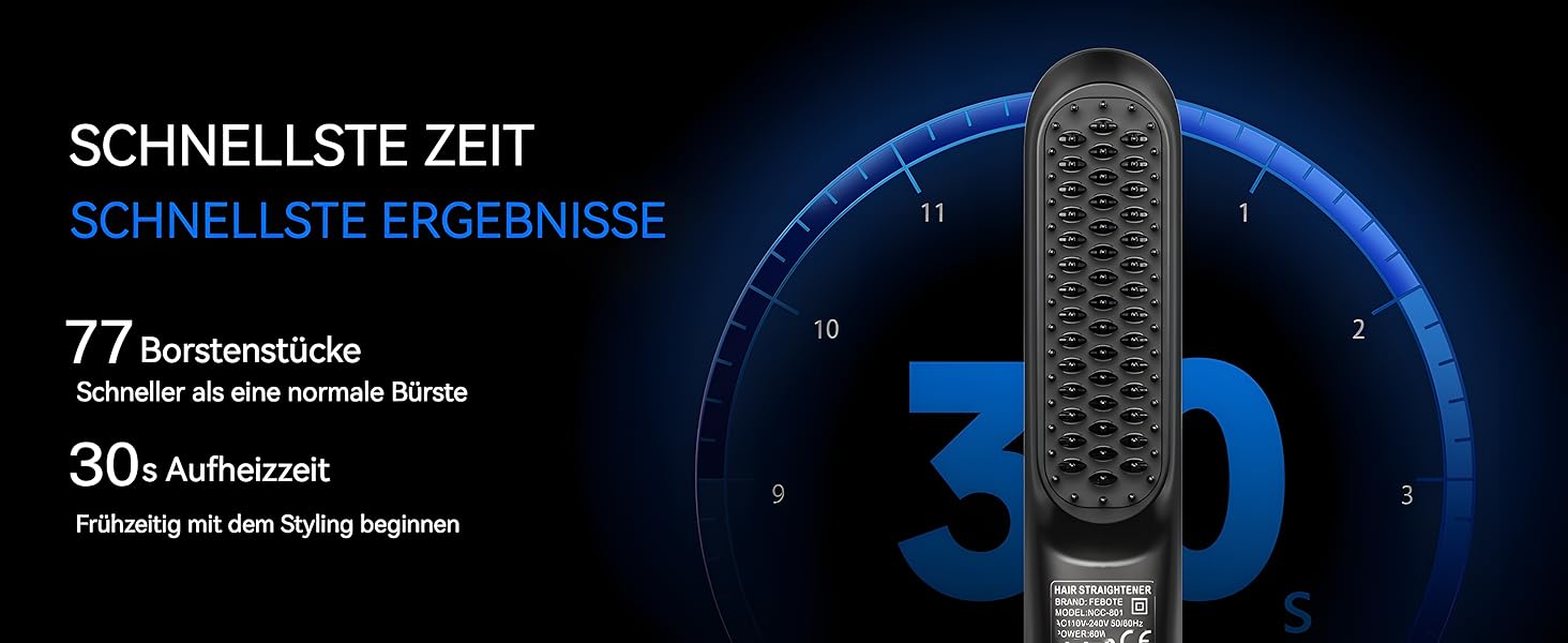 Електрична випрямляч для волосся TENTEK для чоловіків з регулюванням температури, іонізація, захист від опіків, чорний