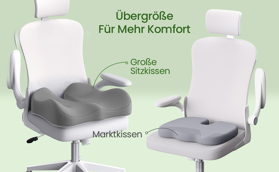 Подушка для сидіння з піни з пам'яті для куприкового болю, ергономічна подушка Coccyx для офісу, дому, авто та інвалідного візка, антиковзаюча основа (Сіра)