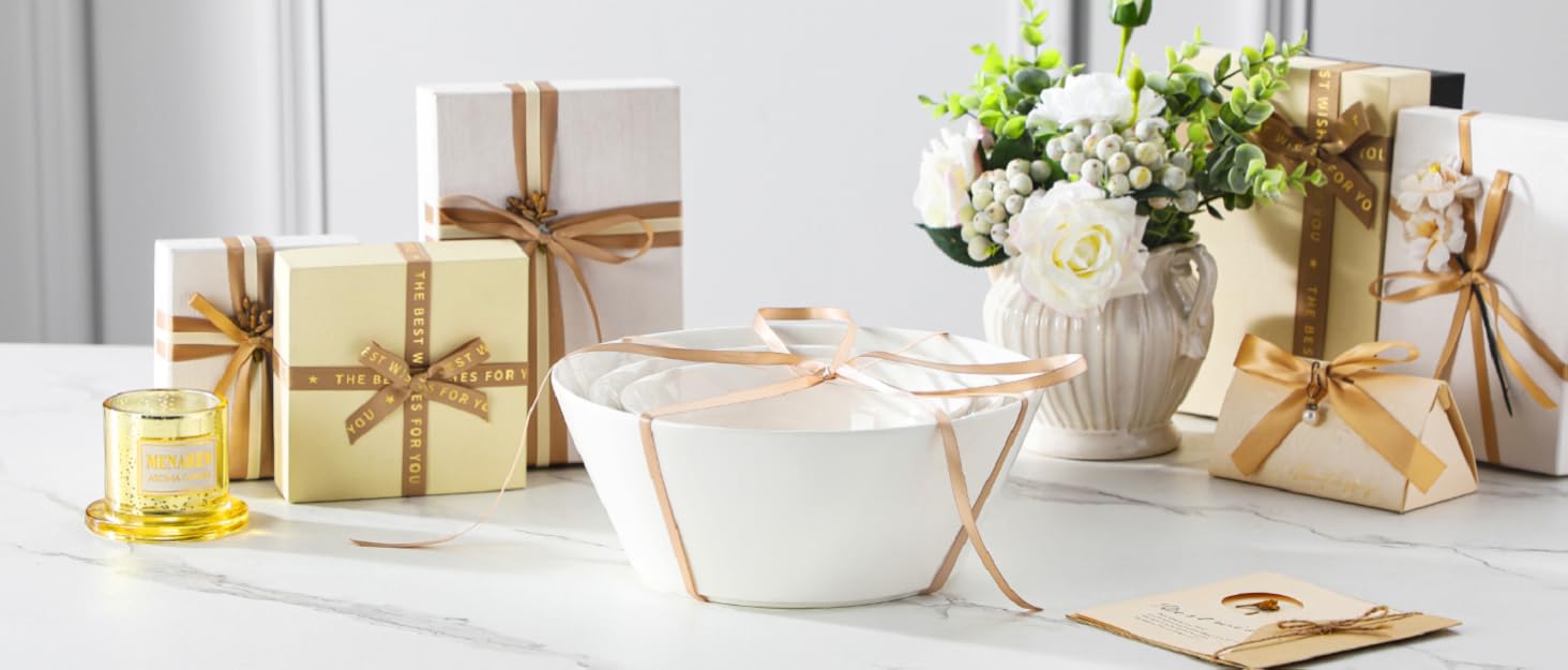 Набір супових та салатних мисок MALACASA Regular Weiß (3шт, 3.4л, 1.8л, 0.8л) з порцеляни. Ідеально для супу, салату, рамену, фруктів та мюслі.