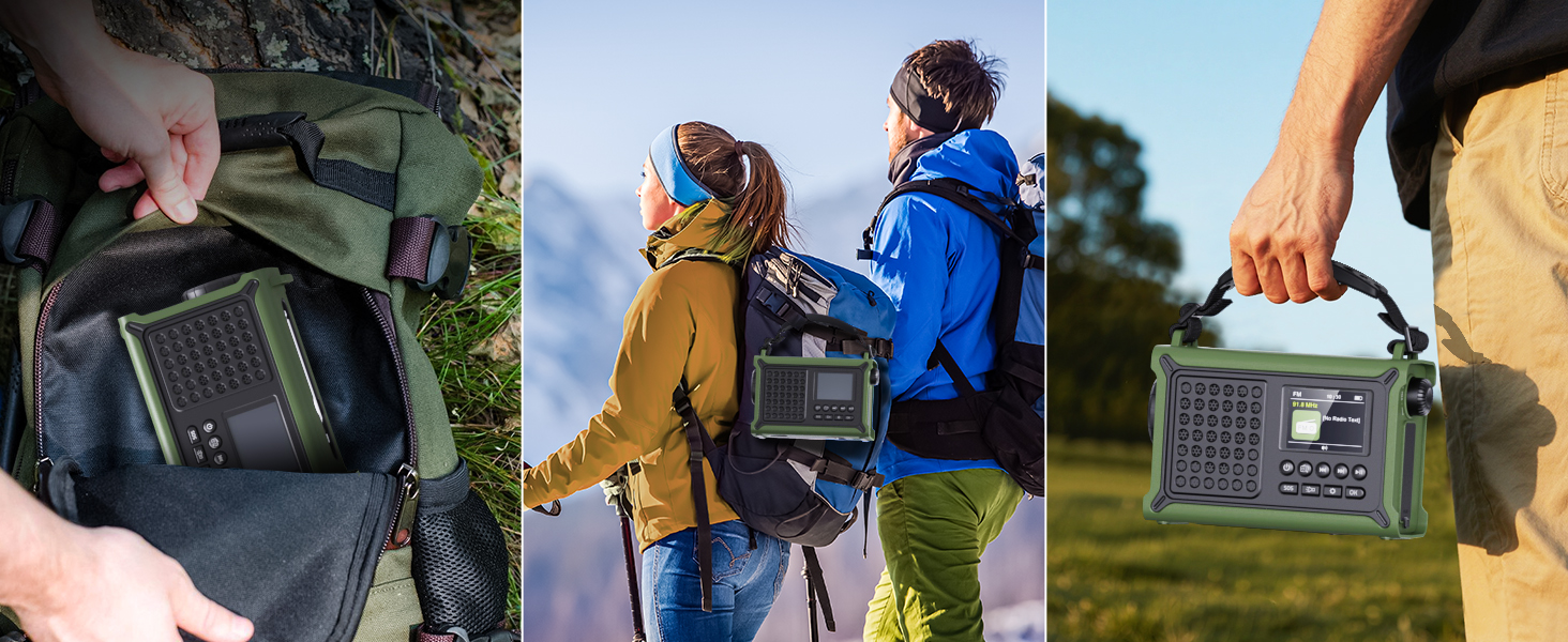 Радіоприймач Kurbelradio з DAB/DAB+/UKW, акумулятор 12000mAh, сонячна панель 8500mm², ручний генератор, Bluetooth 5.0, ліхтарик та світло для читання, для відпочинку на природі, кемпінгу, зелений