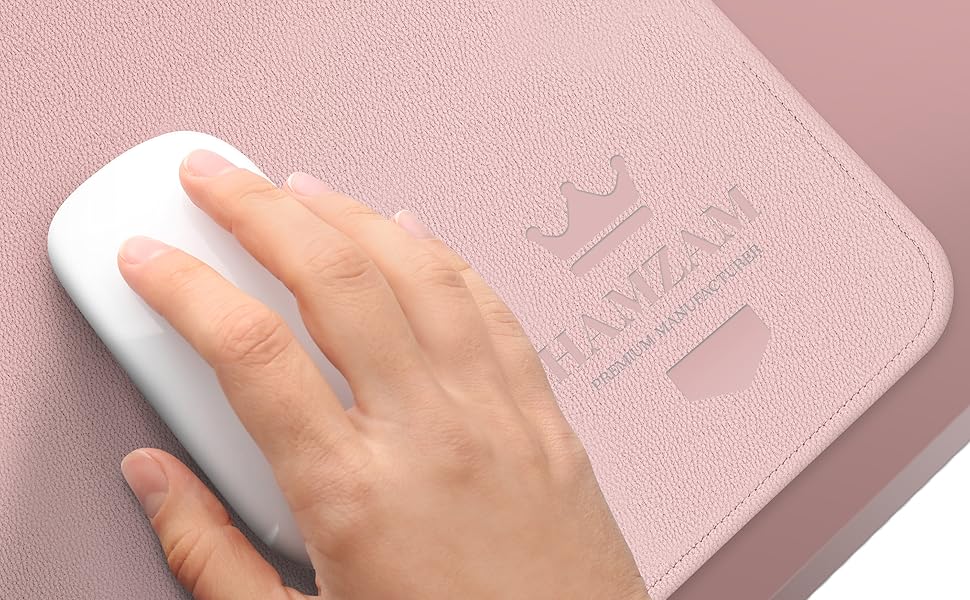 Килимок на стіл HAMZAM з екошкіри 90x40 см - преміум якість, з інтегрованим ковриком для миші (Рожевий)