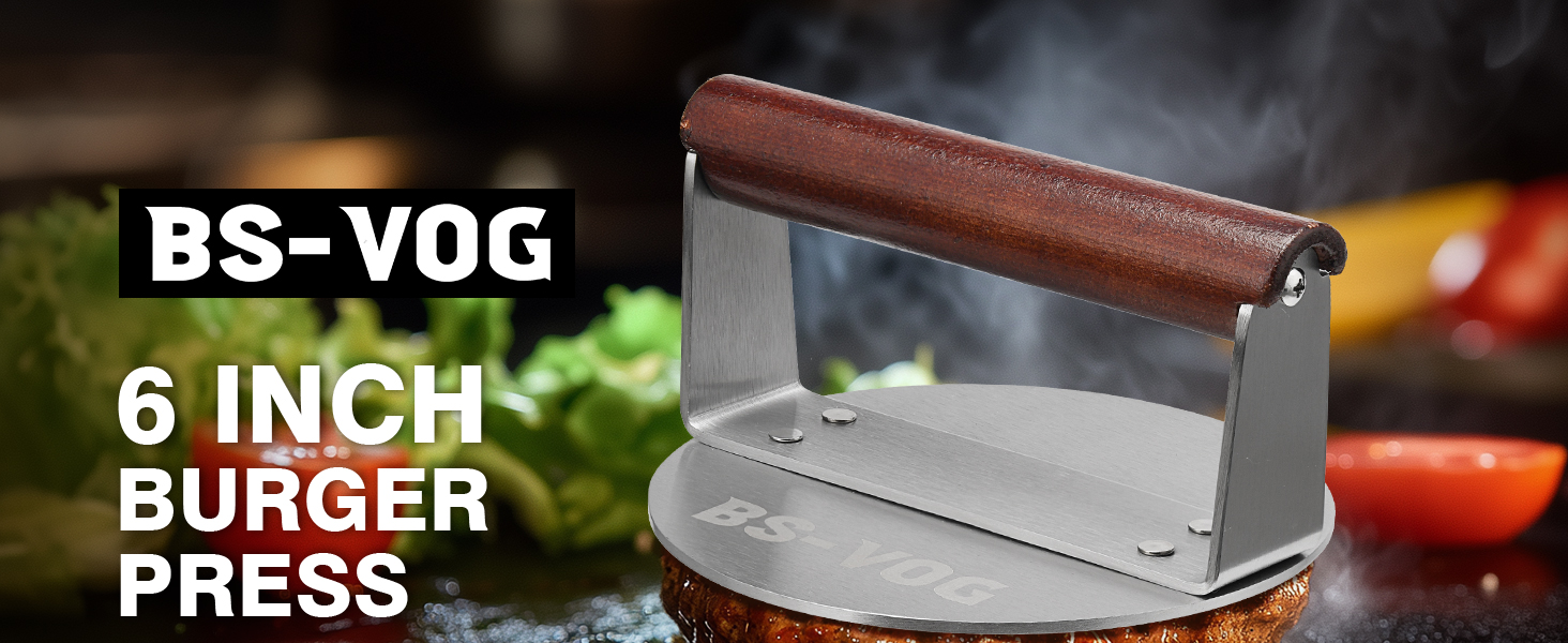 Пресс для бургера з нержавіючої сталі з дерев'яною ручкою, 15.24 см - Burger Smasher для смаження м'яса, стейків, бекону, подарунок