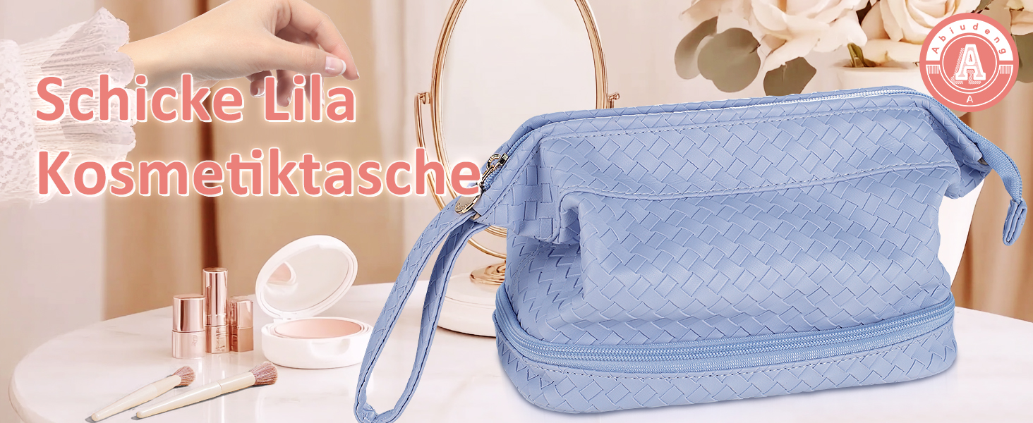 Косметичка для жінок велика водонепроникна з відділенням для пензлів, органайзер для макіяжу, косметичка для подорожей, велика косметичка з пензленицею (B-фіолетовий)