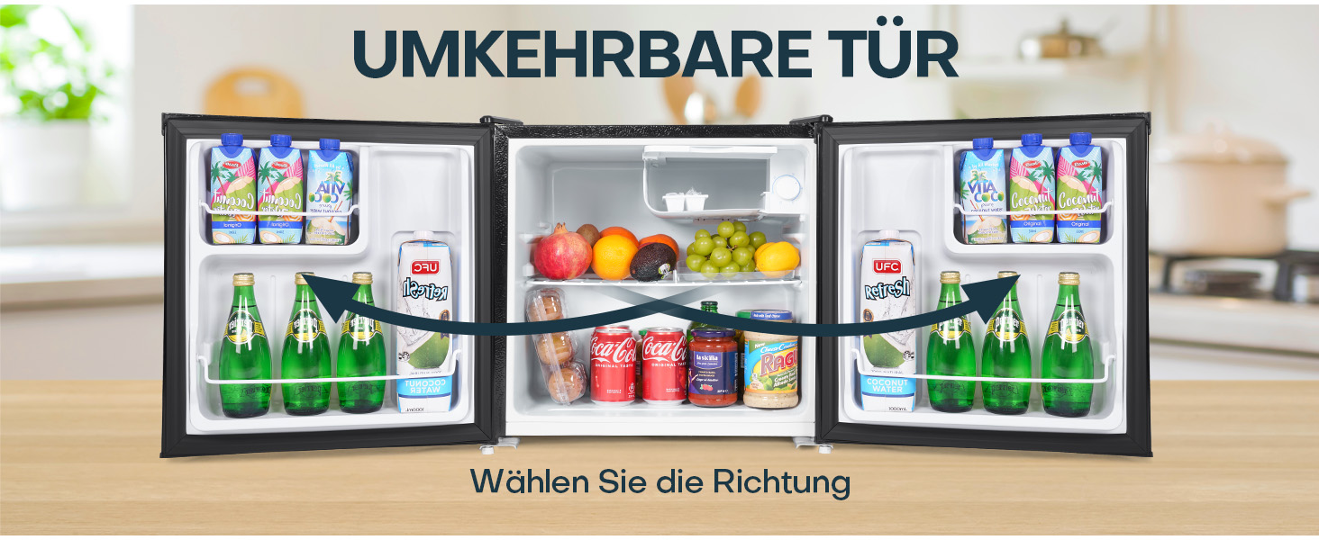 Upstreman 46L Mini Fridge with Freezer Compartment, Temperature Control, Energy Efficient, Quiet, 1-Door Beverage Refrigerator, Stainless Steel - FR17