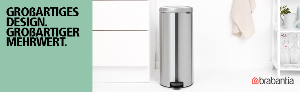 Сміттєвий відер Brabantia з педаллю та внутрішнім пластиковим відром, сталь, Matt Steel, 30 л