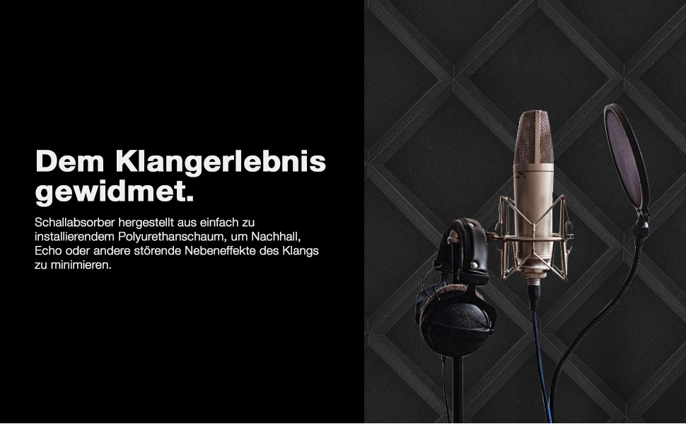 Акустичні панелі Fstop Labs для звукоізоляції, 3D шумопоглинаючий піропористий поролон (гриби), 12 шт, 30 x 30 x 5 см, чорний — для студії, офісу та дому