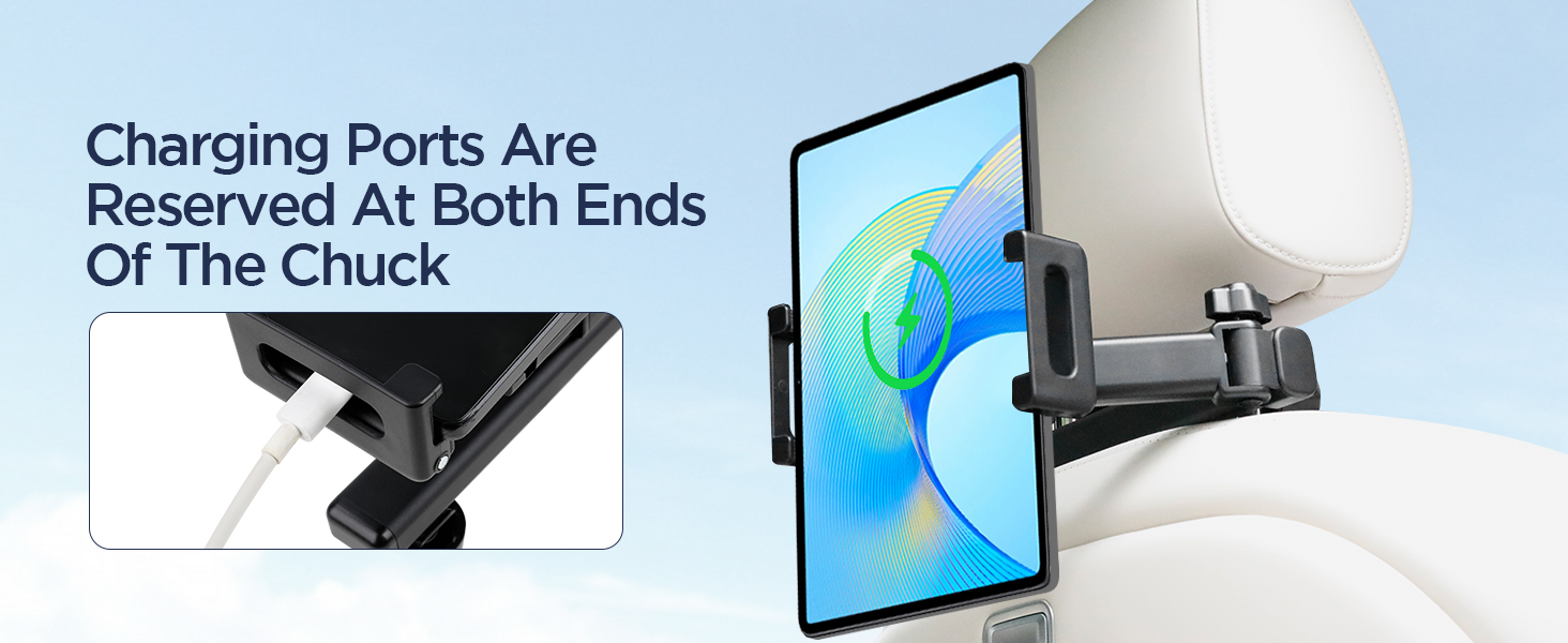 Утримувач для планшета Romon у автомобіль, кріплення до підголівника, універсальний, 360° обертання, для смартфонів та планшетів 4.7-13 дюймів