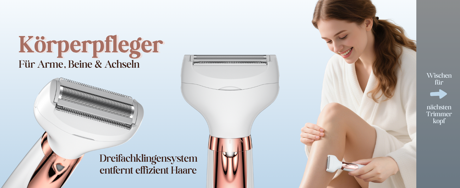 Електричний жіночий тример/рашувач BarberBoss 5-в-1 QR-8005: для обличчя, тіла, бікіні, носа та брів. Бездротовий, для мокрого та сухого гоління.